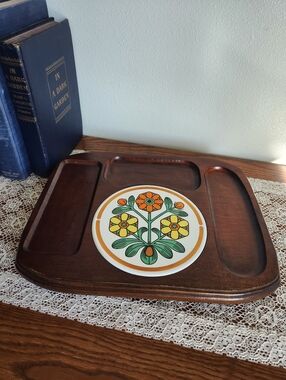 Wood Serving Tray With Ceramic Tile Insert - Himark Japan